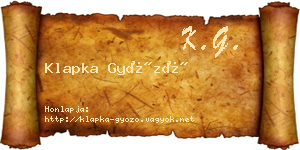 Klapka Győző névjegykártya